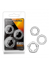 Набор из 3 прозрачных эрекционных колец Stay Hard Beaded Cockrings - Blush Novelties - в Уфе купить с доставкой