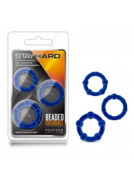 Набор из 3 синих эрекционных колец Stay Hard Beaded Cockrings - Blush Novelties - в Уфе купить с доставкой