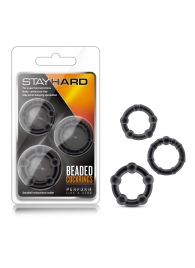 Набор из 3 чёрных эрекционных колец Stay Hard Beaded Cockrings - Blush Novelties - в Уфе купить с доставкой