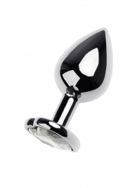 Серебристая анальная пробка с прозрачным кристаллом-сердцем - 8 см. - ToyFa - купить с доставкой в Уфе