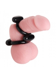 Двойное эрекционное кольцо Dual Stretch To Fit Cock and Ball Ring - XR Brands - в Уфе купить с доставкой