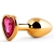 Золотистая анальная пробка с малиновым кристаллом-сердечком - 7 см. - Anal Jewelry Plug - купить с доставкой в Уфе