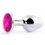 Серебристая анальная пробка с малиновым кристаллом - 7,2 см. - Anal Jewelry Plug - купить с доставкой в Уфе