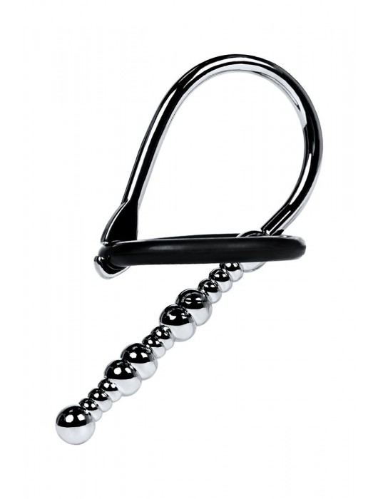 Серебристый уретральный плаг-бусины TOYFA Metal с мягким фиксириющим кольцом - ToyFa - купить с доставкой в Уфе