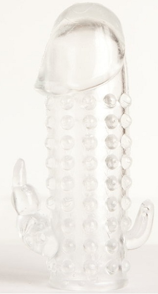 Гелевая прозрачная насадка с 2 отростками - 13 см. - Toyfa Basic - в Уфе купить с доставкой