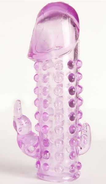 Закрытая фиолетовая насадка с 2 отростками - 13 см. - Toyfa Basic - в Уфе купить с доставкой