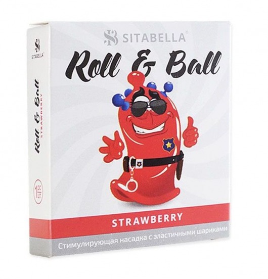 Стимулирующий презерватив-насадка Roll   Ball Strawberry - Sitabella - купить с доставкой в Уфе