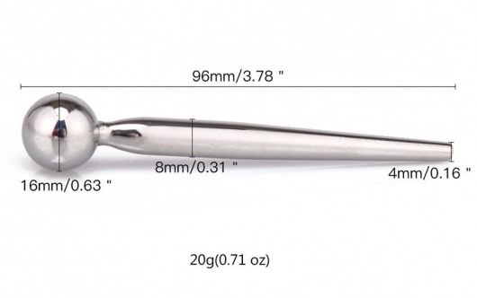 Гладкий металлический уретральный плаг с шариком - 9,6 см. - Notabu - купить с доставкой в Уфе