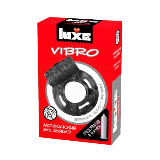 Чёрное эрекционное виброкольцо Luxe VIBRO  Африканский Эль Дьябло  + презерватив - Luxe - в Уфе купить с доставкой