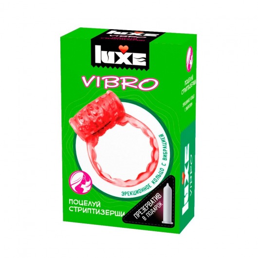 Розовое эрекционное виброкольцо Luxe VIBRO  Поцелуй стриптизёрши  + презерватив - Luxe - в Уфе купить с доставкой