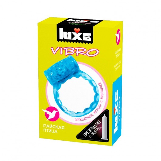 Голубое эрекционное виброкольцо Luxe VIBRO  Райская птица  + презерватив - Luxe - в Уфе купить с доставкой