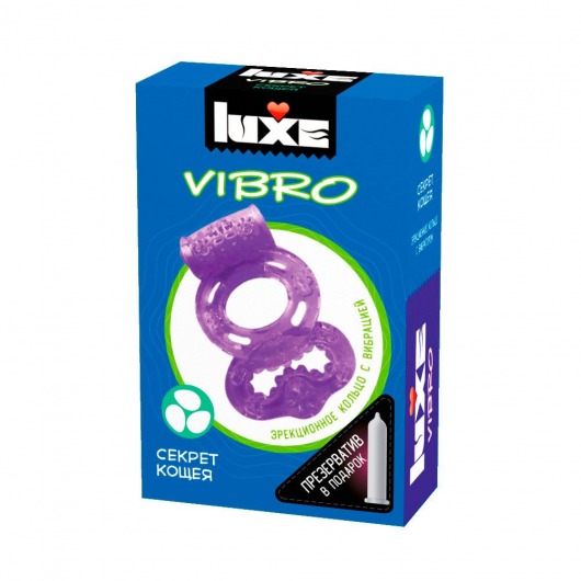 Фиолетовое эрекционное виброкольцо Luxe VIBRO  Секрет Кощея  + презерватив - Luxe - в Уфе купить с доставкой