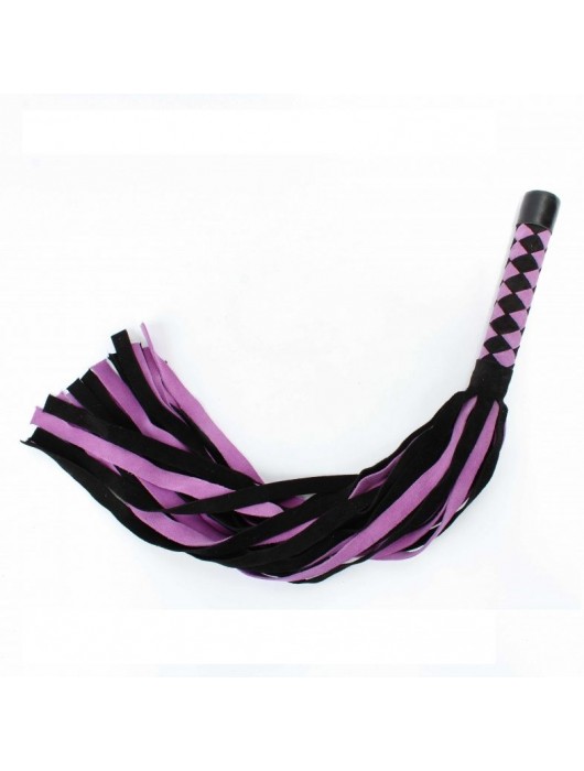 Черно-розовая плеть из замши - 58 см. - БДСМ Арсенал - купить с доставкой в Уфе