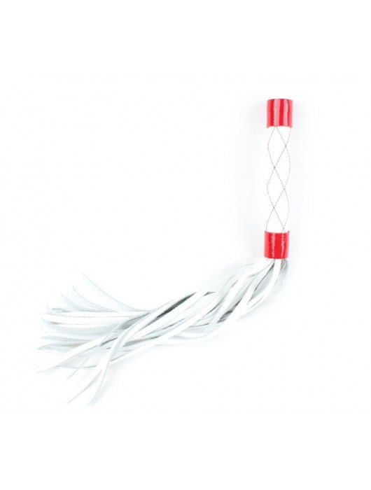 Бело-красная плеть средней длины с ручкой - 44 см. - БДСМ Арсенал - купить с доставкой в Уфе