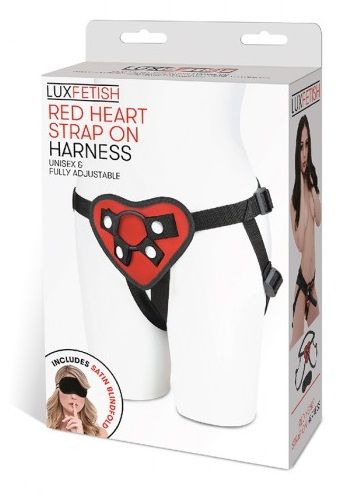 Трусики с красным сердечком для страпона - Lux Fetish - купить с доставкой в Уфе