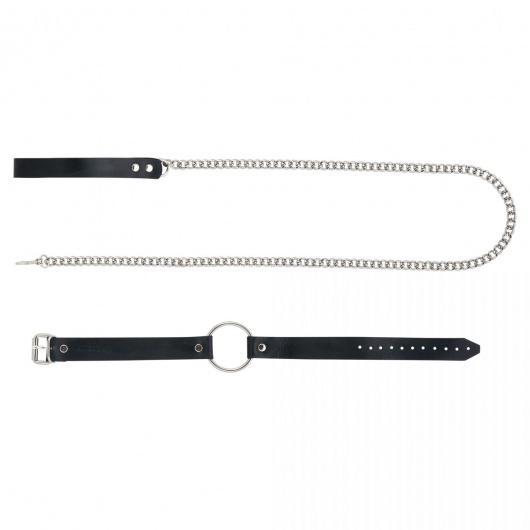 Черный поводок и чокер с кольцом Rada - Rebelts - купить с доставкой в Уфе