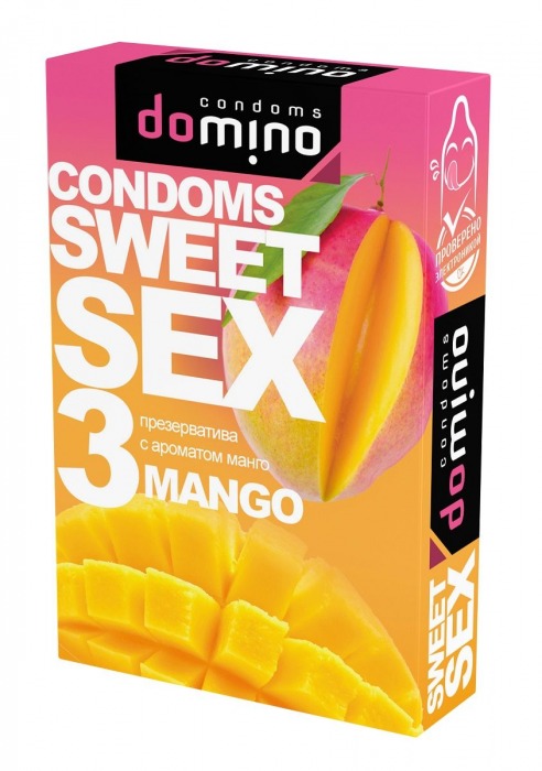 Презервативы для орального секса DOMINO Sweet Sex с ароматом манго - 3 шт. - Domino - купить с доставкой в Уфе