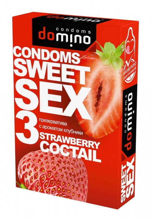 Презервативы для орального секса DOMINO Sweet Sex с ароматом клубничного коктейля  - 3 шт. - Domino - купить с доставкой в Уфе