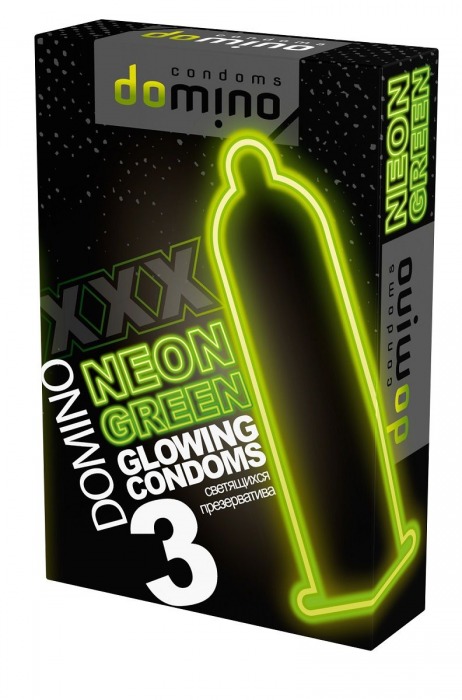 Презервативы DOMINO Neon Green со светящимся в темноте кончиком - 3 шт. - Domino - купить с доставкой в Уфе