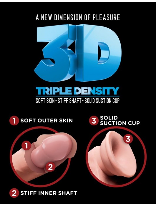 Телесный фаллоимитатор на присоске 10  Triple Density Fat Cock with Balls - 27,9 см. - Pipedream