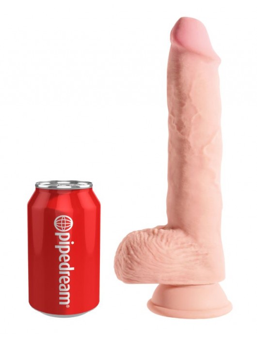 Телесный фаллоимитатор на присоске 10  Triple Density Fat Cock with Balls - 27,9 см. - Pipedream