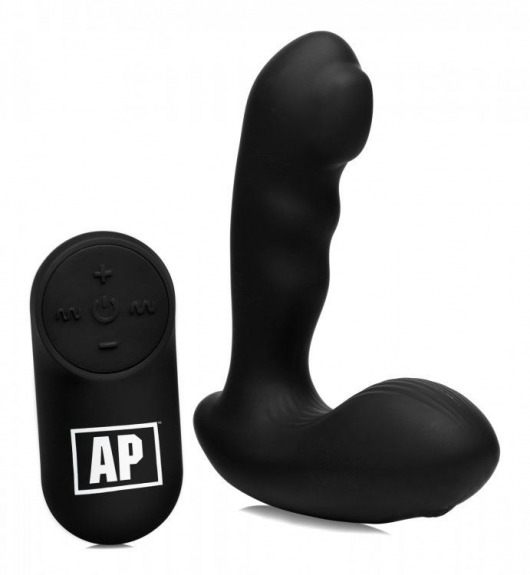 Черный стимулятор простаты Alpha-Pro 7X P-Milker Silicone Prostate Stimulator with Milking Bead - XR Brands - в Уфе купить с доставкой