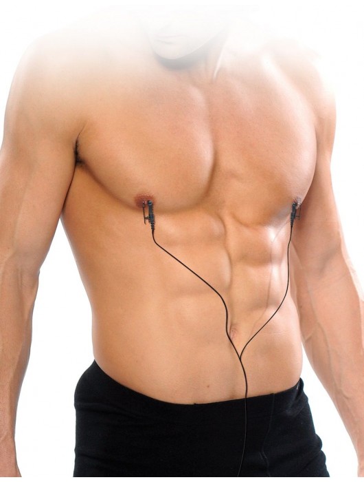 Черные электрические зажимы для сосков Shock Therapy Nipple Clamps - Pipedream - купить с доставкой в Уфе