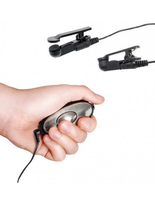 Черные электрические зажимы для сосков Shock Therapy Nipple Clamps - Pipedream - купить с доставкой в Уфе