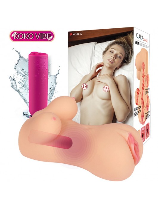 Телесный вибромастурбатор-вагина Clara OnaHole с имитацией груди - KOKOS - в Уфе купить с доставкой