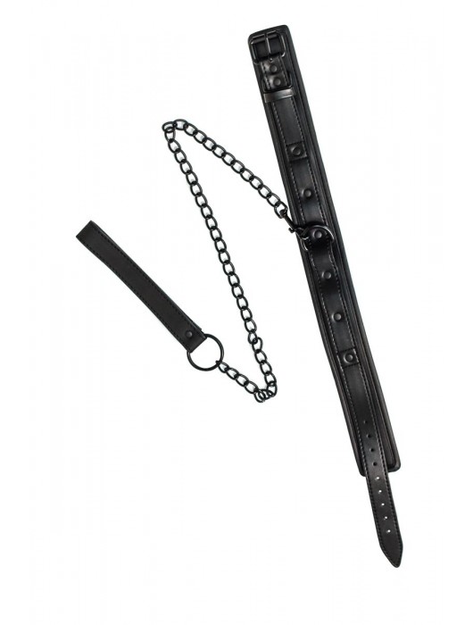 Черный ошейник с поводком Kinky - Lola Games - купить с доставкой в Уфе