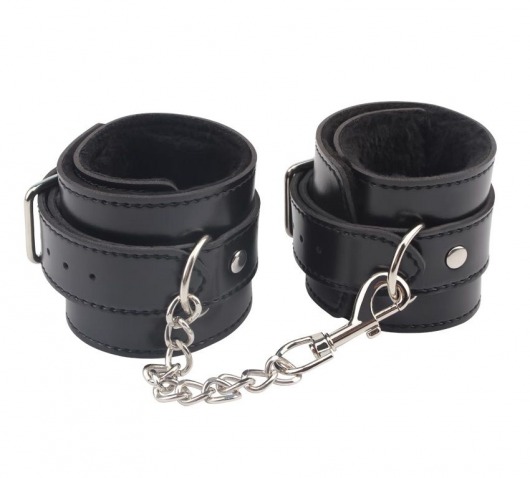 Черные оковы на ноги Obey Me Leather Ankle Cuffs - Chisa - купить с доставкой в Уфе