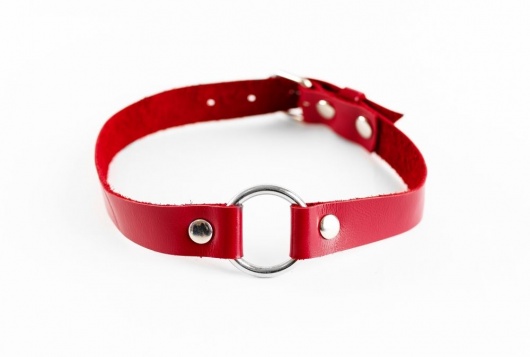 Красный чокер из натуральной кожи - БДСМ Арсенал - купить с доставкой в Уфе