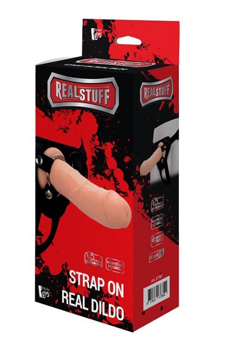Черные трусики с телесной насадкой STRAP ON REAL DILDO - 21 см. - Dream Toys - купить с доставкой в Уфе