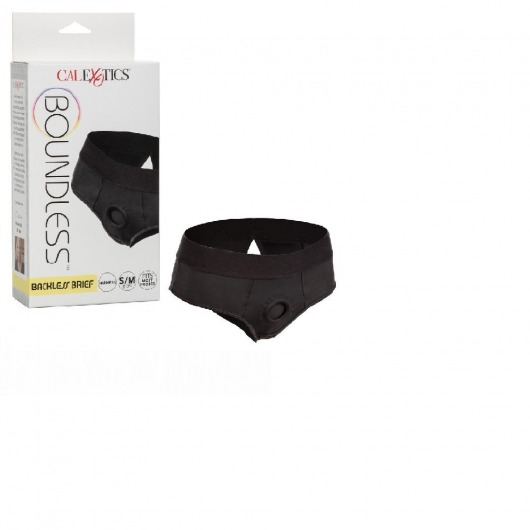 Черные трусы для страпона BACKLESS BRIEF HARNESS S/M - California Exotic Novelties - купить с доставкой в Уфе