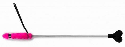 Черный стек с сердцем и розовой ручкой - 61 см. - Джага-Джага - купить с доставкой в Уфе