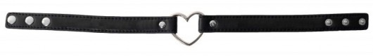 Черный узкий ошейник с сердечком - Джага-Джага - купить с доставкой в Уфе