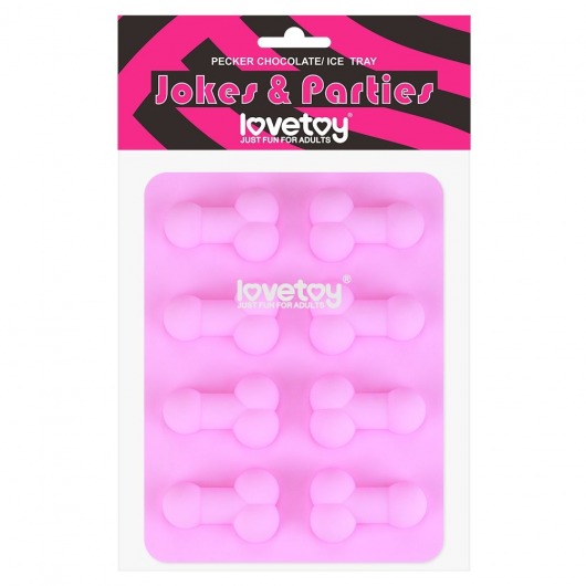 Розовая формочка для льда и шоколада Pecker Chocolate/Ice Tray - Lovetoy - купить с доставкой в Уфе