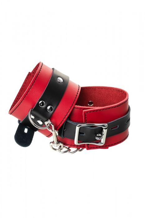 Красно-черные оковы на ноги из кожи - ToyFa - купить с доставкой в Уфе