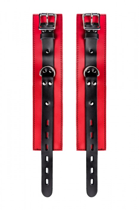 Красно-черные оковы на ноги из кожи - ToyFa - купить с доставкой в Уфе