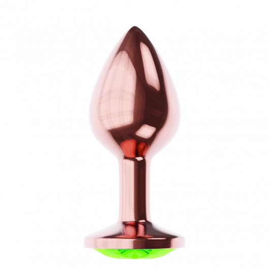 Пробка цвета розового золота с лаймовым кристаллом Diamond Emerald Shine S - 7,2 см. - Lola Games - купить с доставкой в Уфе