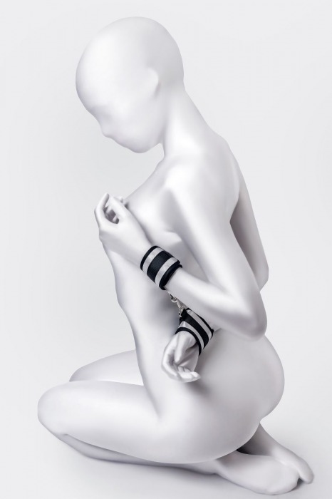 Серебристо-черные наручники Anonymo - ToyFa - купить с доставкой в Уфе