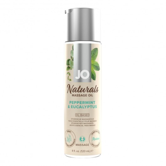 Массажное масло с ароматом перечной мяты и эвкалипта JO Naturals Peppermint   Eucalyptus - 120 мл. - System JO - купить с доставкой в Уфе