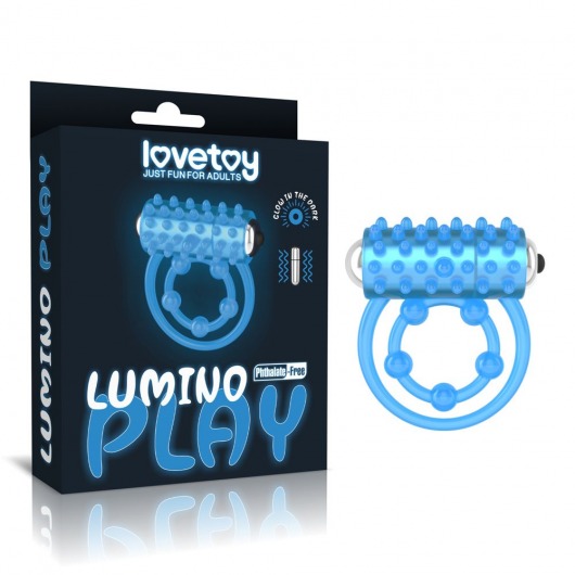 Голубое, светящееся в темноте виброкольцо Lumino Play Vibrating Penis Ring - Lovetoy - в Уфе купить с доставкой