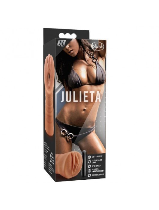 Мастурбатор-вагина цвета карамели Julieta с вибрацией - Blush Novelties - в Уфе купить с доставкой