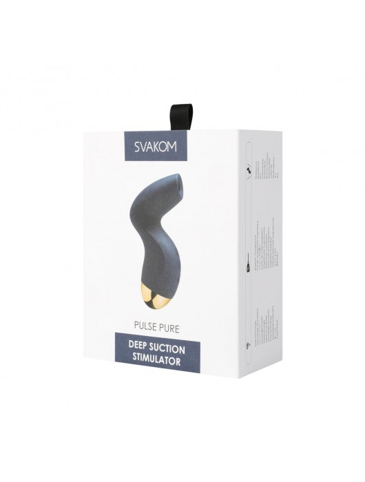 Темно-синий мембранно-вакуумный клиторальный стимулятор Pulse Pure - Svakom