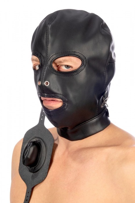 Маска-шлем с прорезями для глаз и регулируемым кляпом - Fetish Tentation - купить с доставкой в Уфе