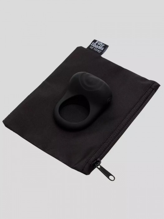 Черное эрекционное виброкольцо Sensation Rechargeable Vibrating Love Ring - Fifty Shades of Grey - в Уфе купить с доставкой