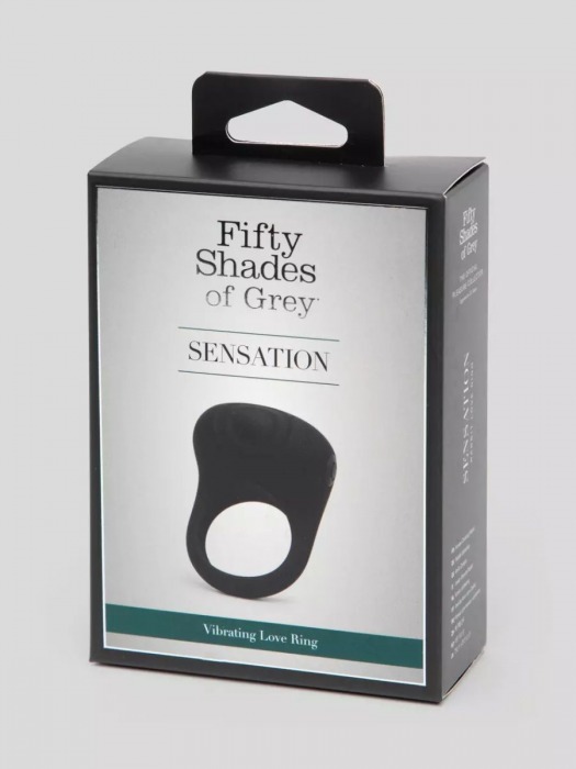 Черное эрекционное виброкольцо Sensation Rechargeable Vibrating Love Ring - Fifty Shades of Grey - в Уфе купить с доставкой