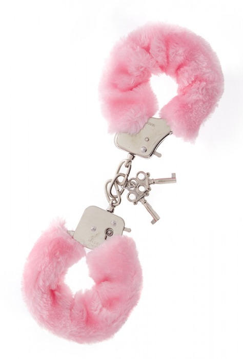 Металлические наручники с розовой меховой опушкой METAL HANDCUFF WITH PLUSH PINK - Dream Toys - купить с доставкой в Уфе