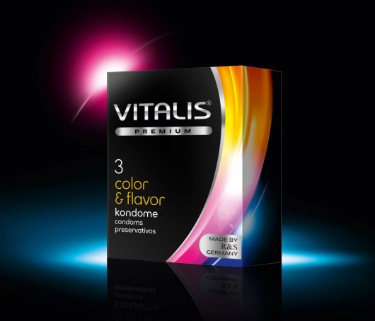 Цветные ароматизированные презервативы VITALIS PREMIUM color   flavor - 3 шт. - Vitalis - купить с доставкой в Уфе